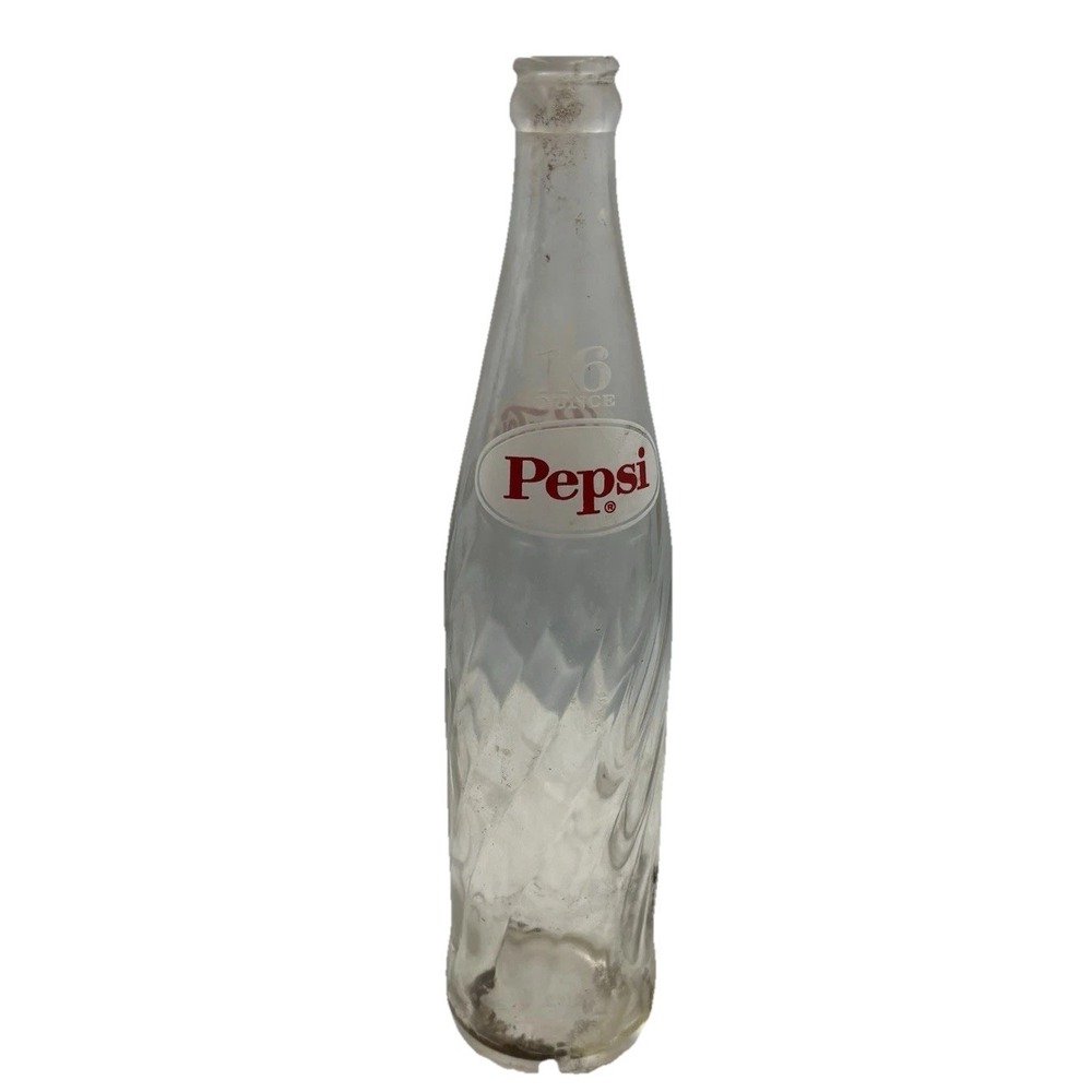 Vintage Pepsi Cola Glass Bottle One Pint Swirl 16 oz Soda Pop Collectible 60's